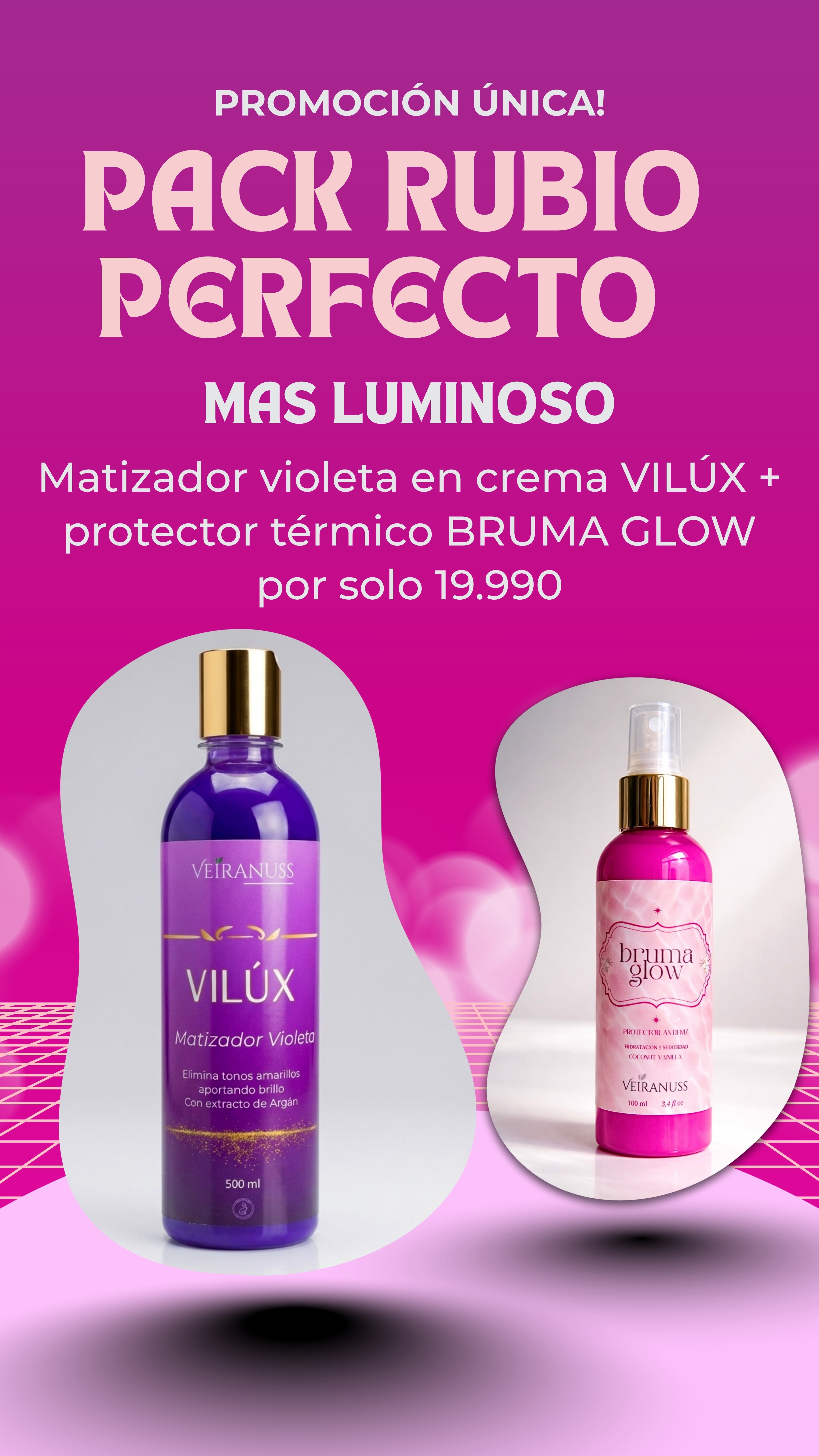 Pack Rubio Perfecto - Matizador VILÚX + protector térmico BRUMA GLOW