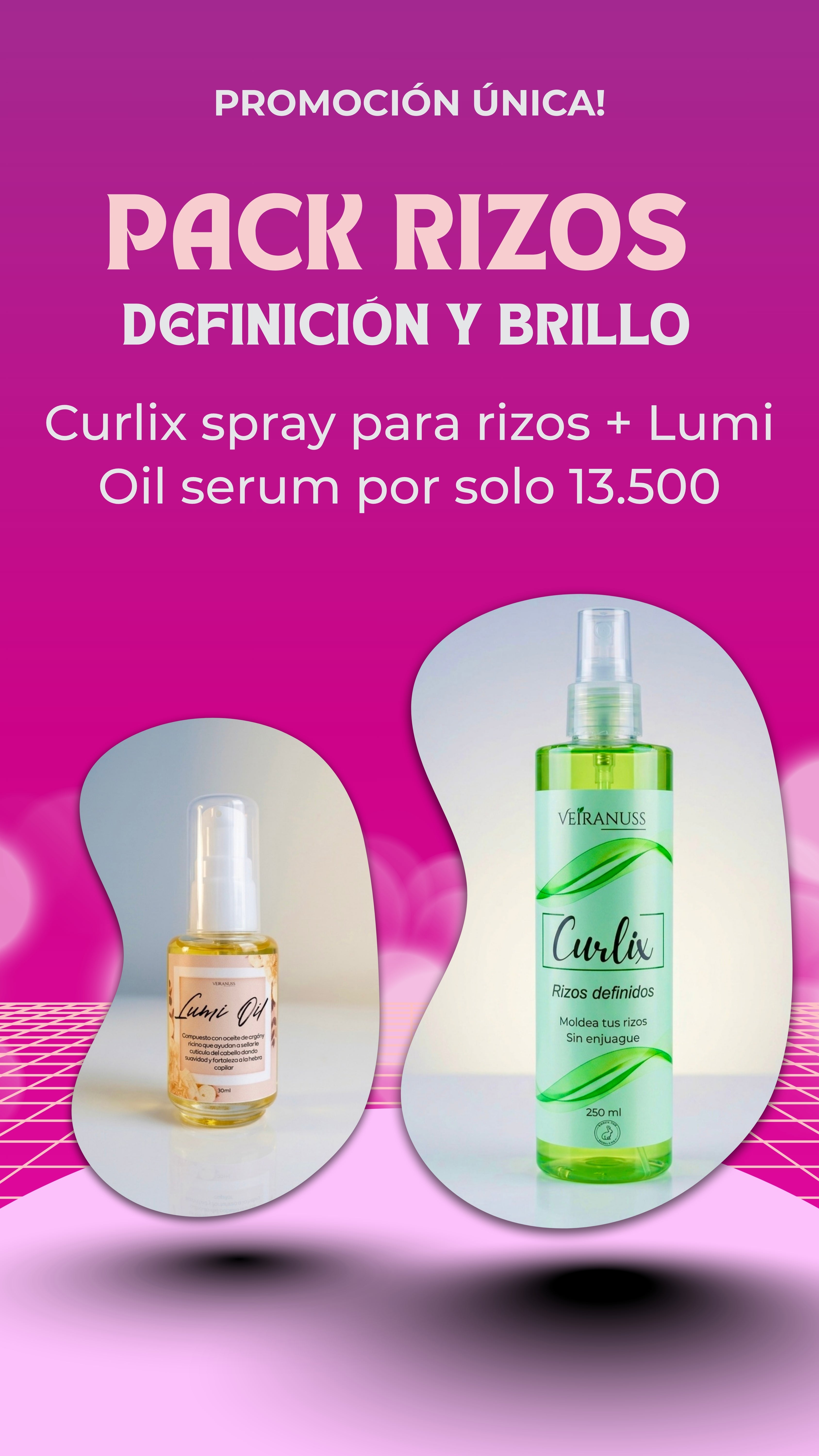 Pack Rizos definidos - Spray CURLIX + serum LUMI OIL