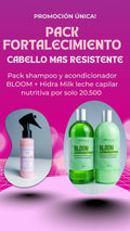 Pack Fortalecimiento - Shampoo y acondicionador BLOOM + leche capilar HIDRA MILK