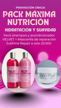 Pack Máxima Hidratación - Shampoo y acondicionador VELVET + mascarilla SUBLIME REPAIR